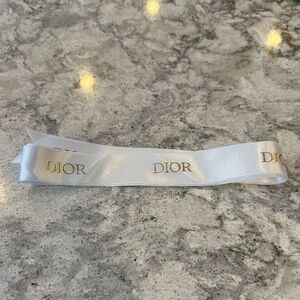 ✨ Title: Dior White Satin Ribbon with Gold Logo – 63” x 1”